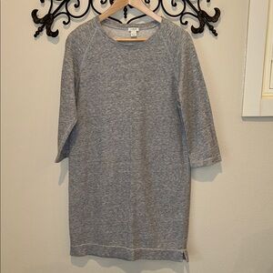 J CREW GRAY COTTON BLEND 3/4 SLEEVE SWEATSHIRT DRESS SIZE SMALL